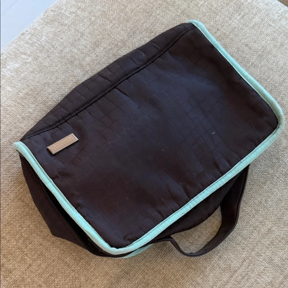 Stephanie Johnson Stylish Brown and Baby Blue Cosmetic Bag
